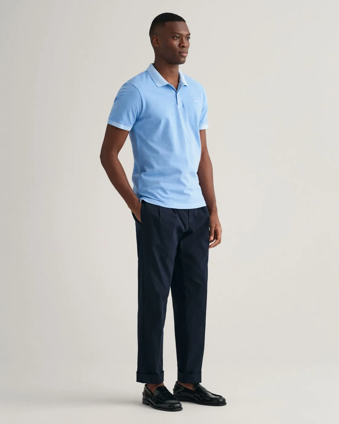 Sunfaded Piqué Polo Shirt in Gentle Blue