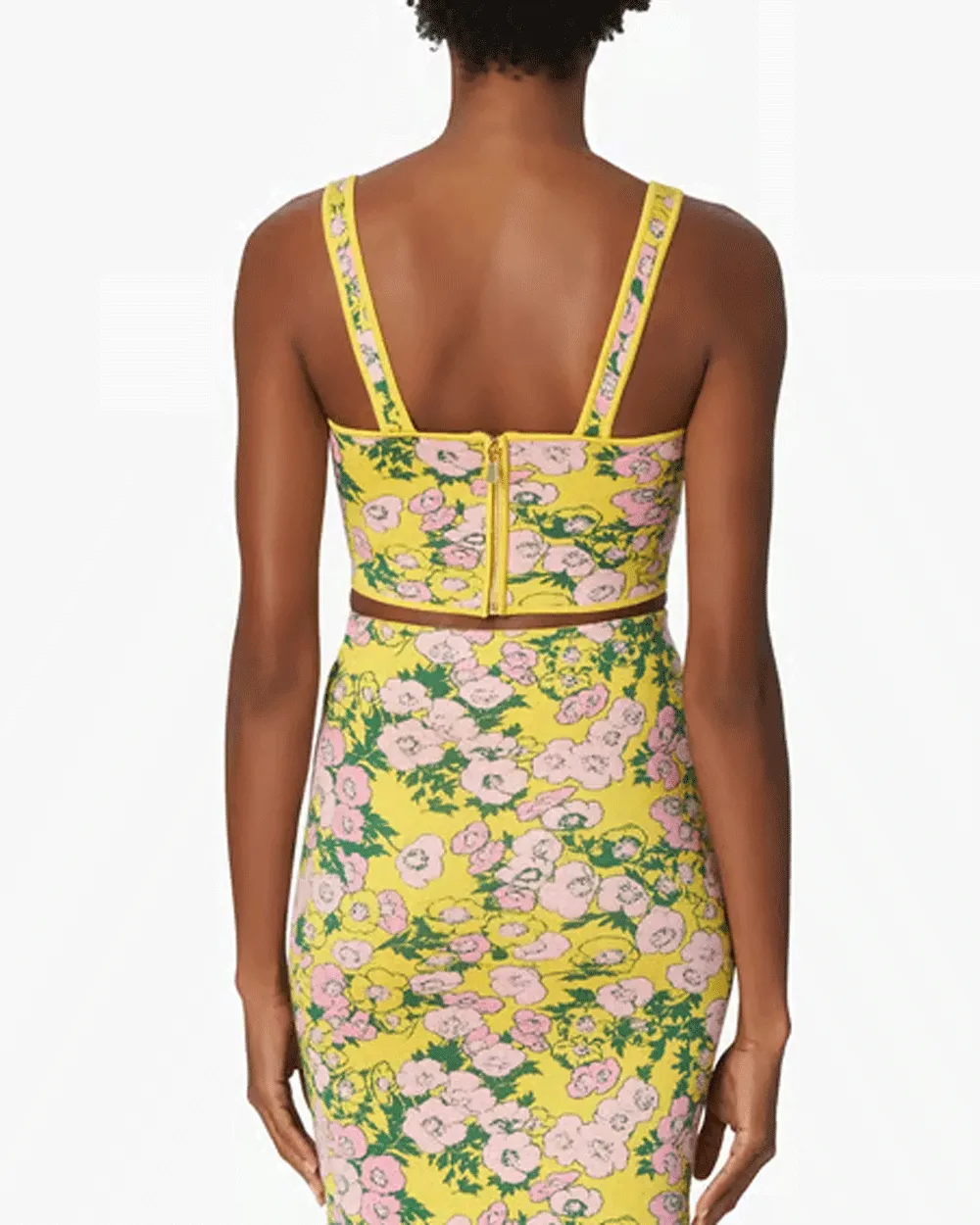 Taxi Cab Floral Jacquard Bustier Cropped Blouse
