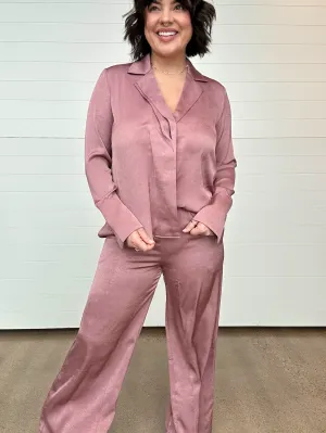 The Joelle V-Neck Satin Blouse