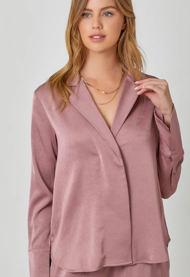 The Joelle V-Neck Satin Blouse