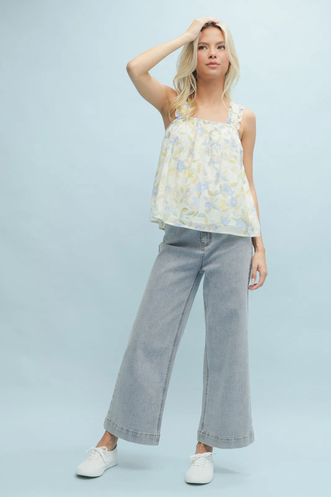 The Sofia Ruffle Strap Floral Tank