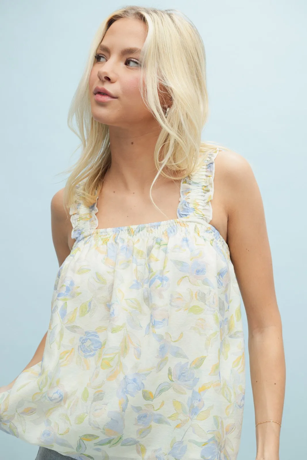 The Sofia Ruffle Strap Floral Tank