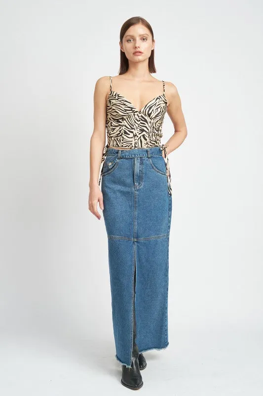 TIGER PRINT RUCHED CORSET TOP