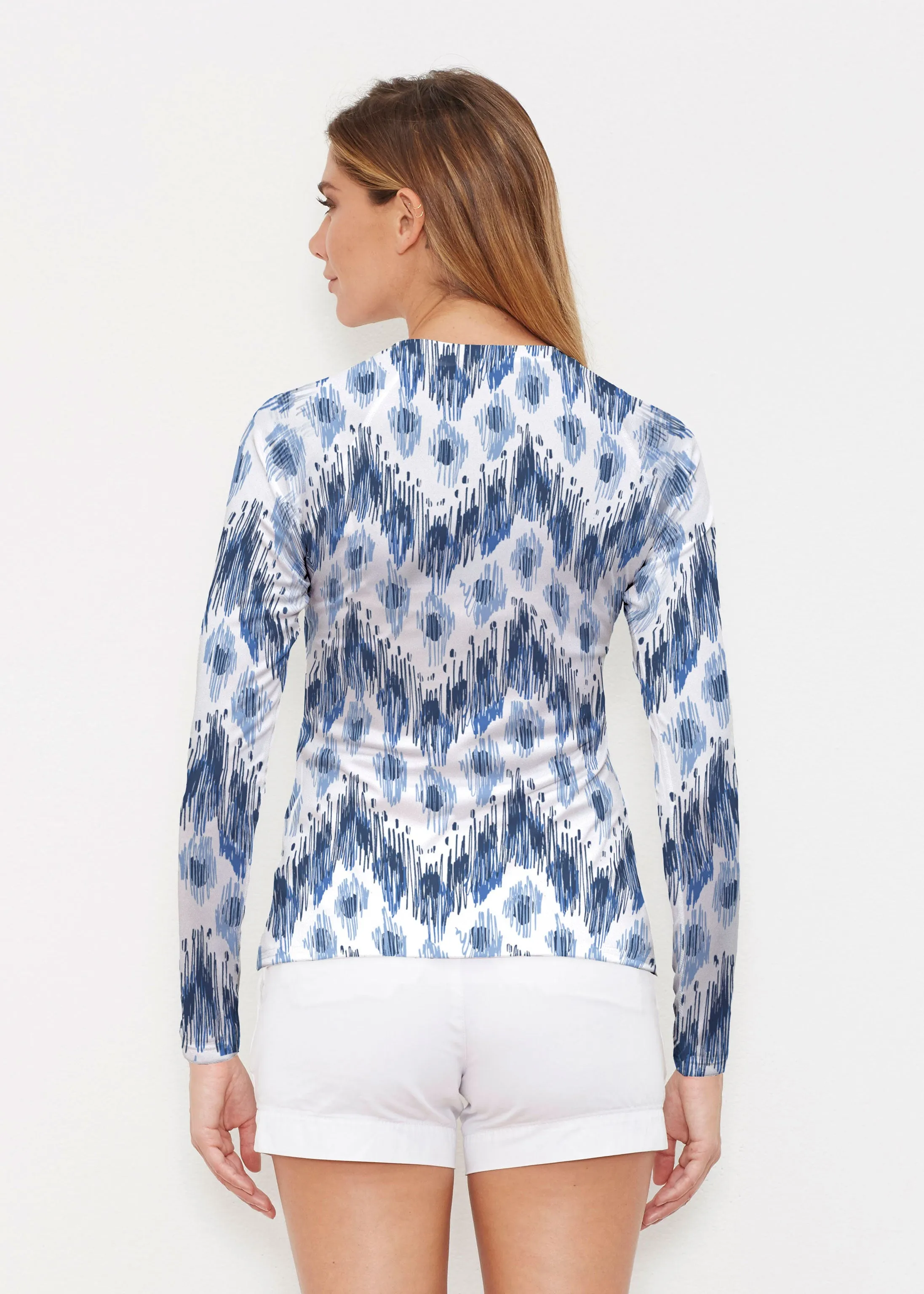 Tonal Waves Blue (7804) ~ Long Sleeve Rash Guard