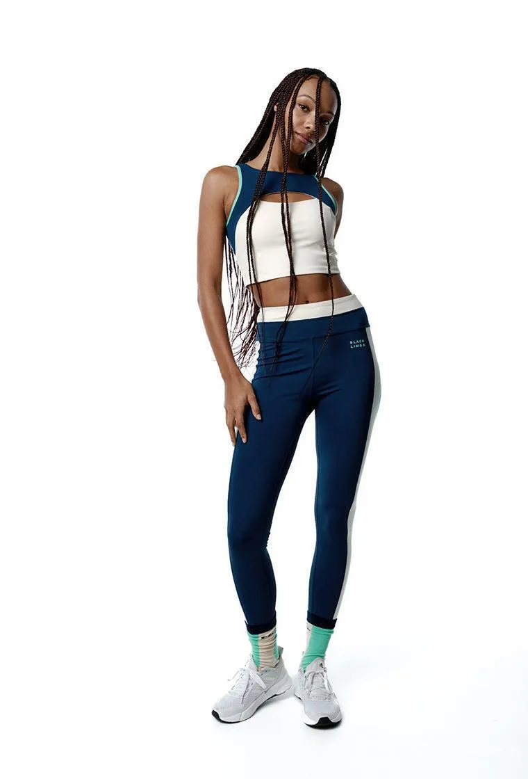 Top deportivo sujeción alta SynergyFit - Tricolor Cream, Ocean blue & Sage