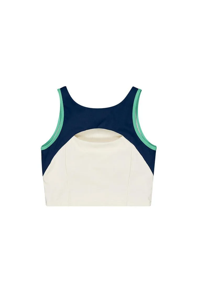 Top deportivo sujeción alta SynergyFit - Tricolor Cream, Ocean blue & Sage