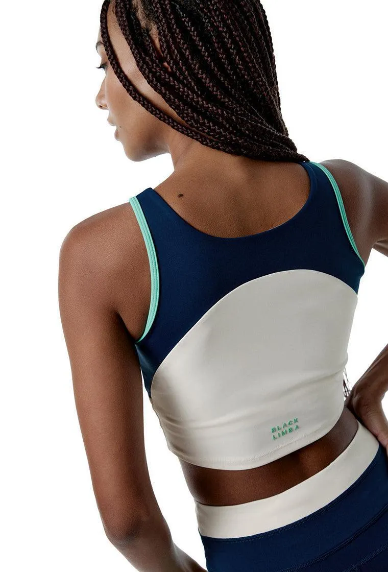 Top deportivo sujeción alta SynergyFit - Tricolor Cream, Ocean blue & Sage