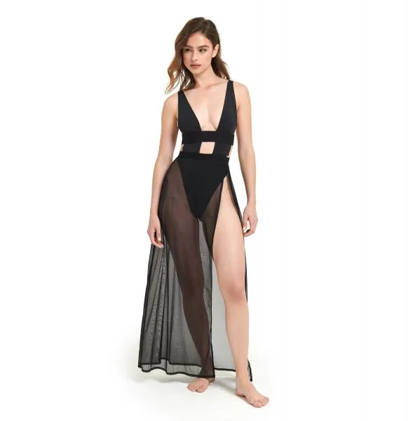 Topaz Long Chemise - Black -
