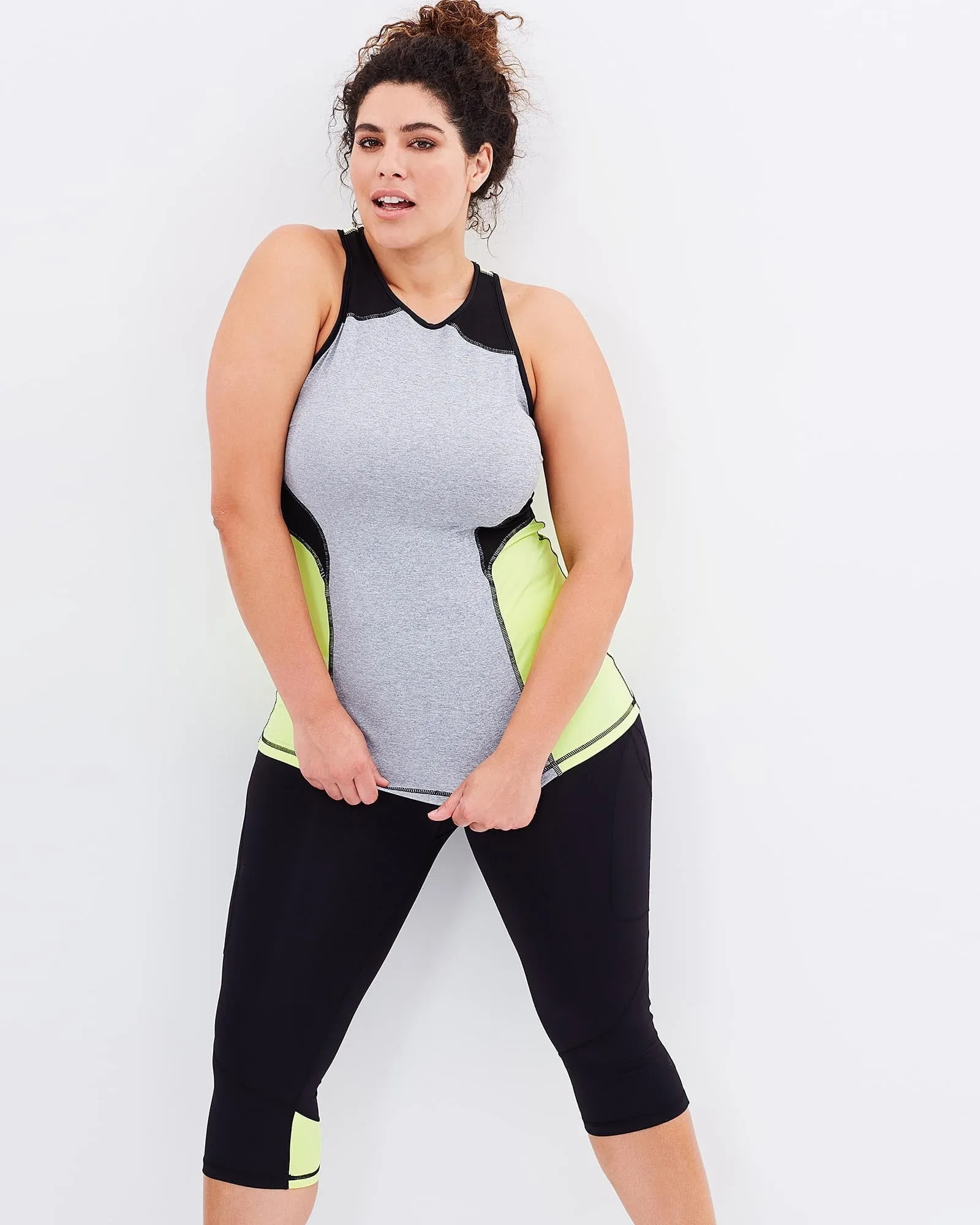 Two Tone Body Sculpt Tights - Yellow