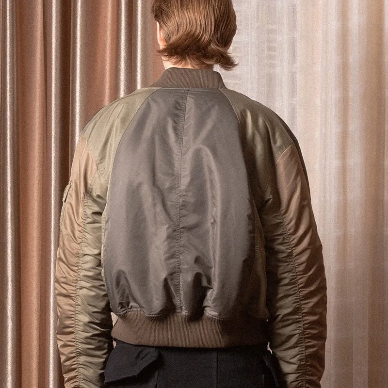 Two-Tone Military Green Bomber Jacket