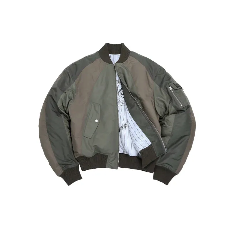 Two-Tone Military Green Bomber Jacket