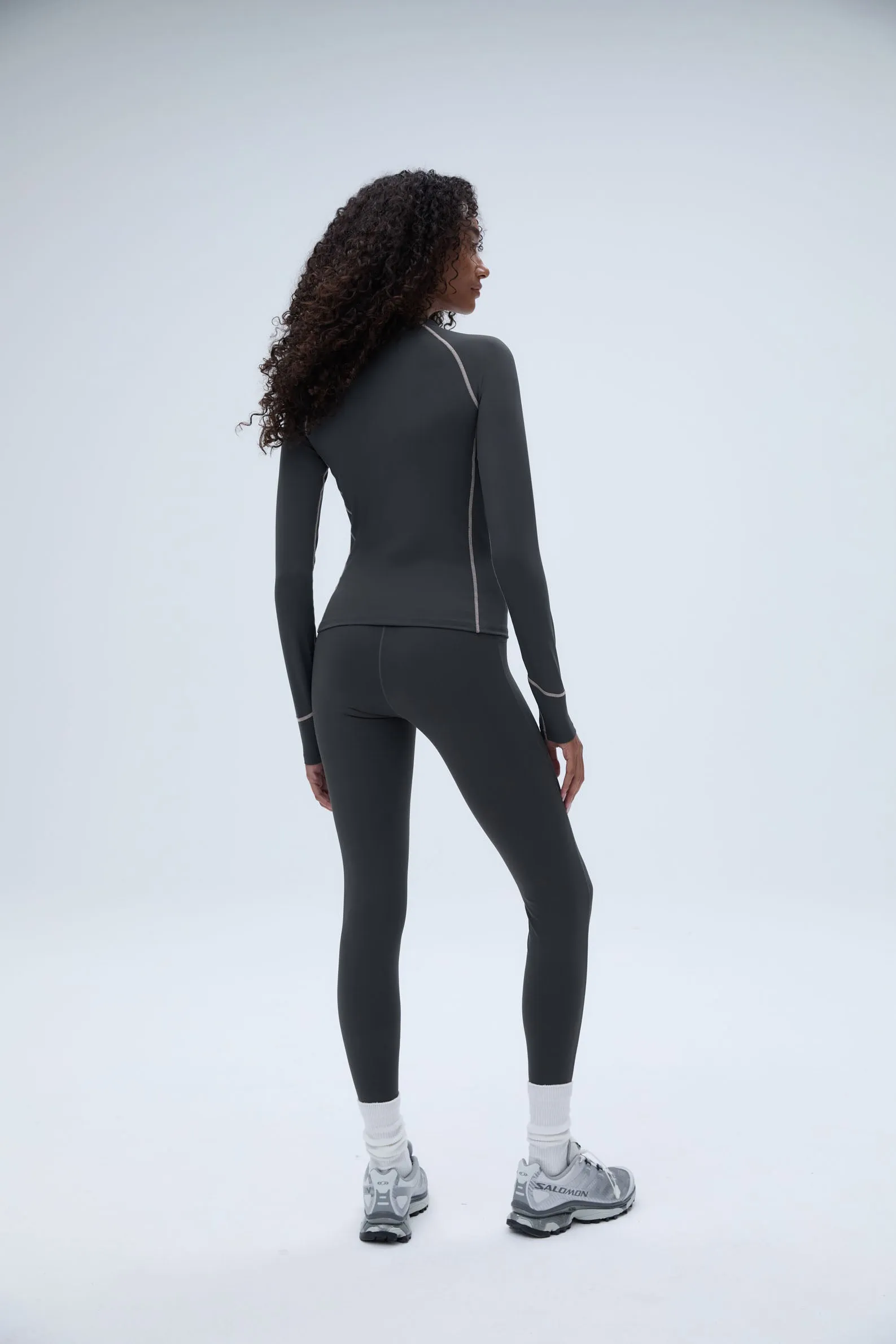 Ultimate Long Sleeve Seam Detail Top - Graphite Grey