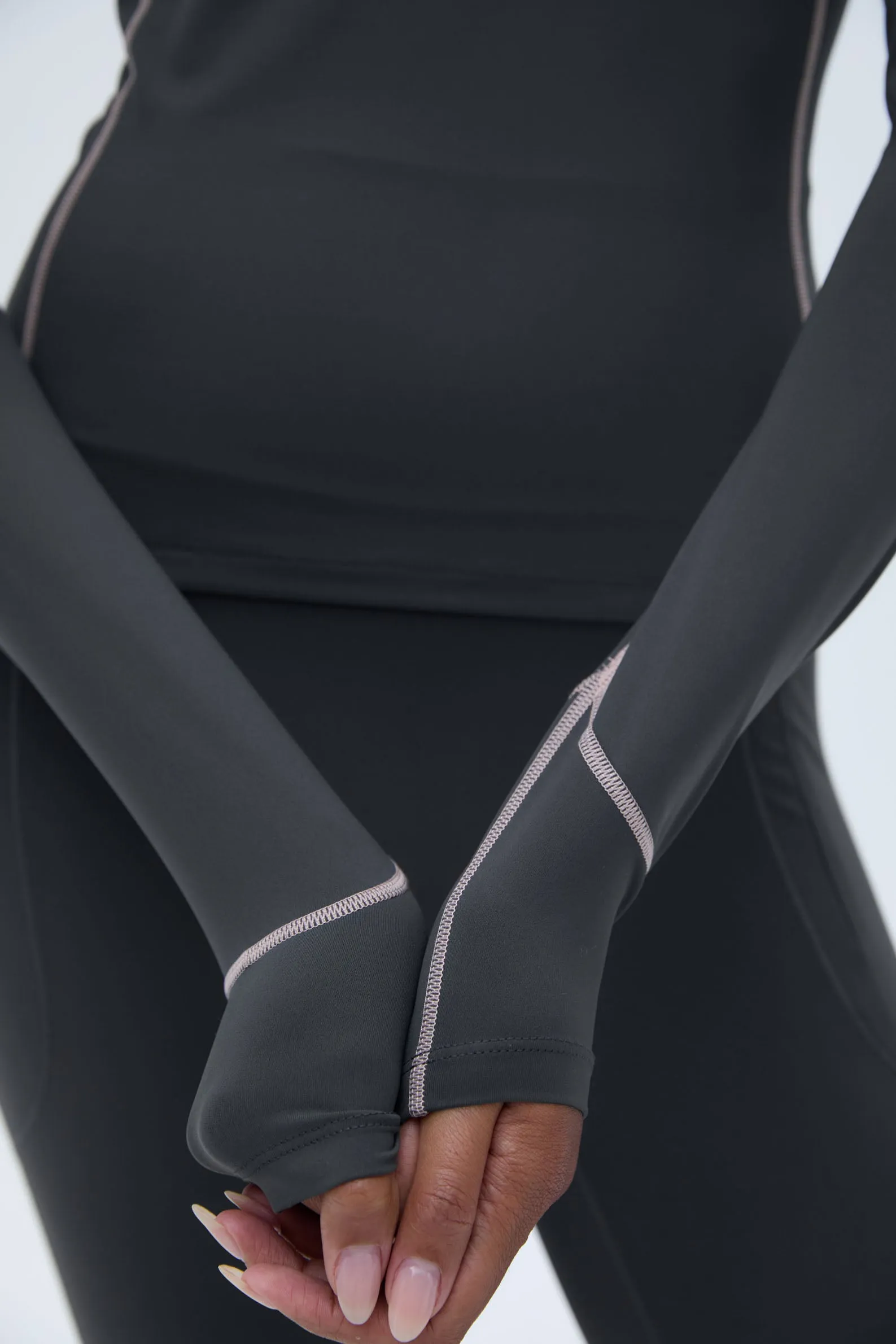 Ultimate Long Sleeve Seam Detail Top - Graphite Grey