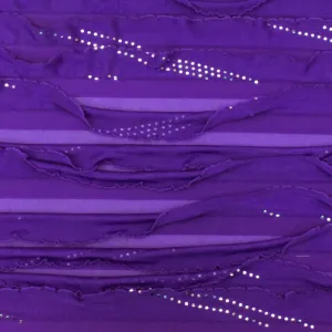 Ultra Purple-Silver Foil Dot Printed Stretch Poly Ruffle Knit Fabric