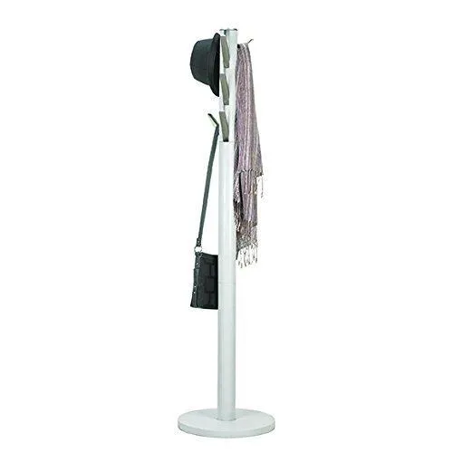 Umbra Flapper Coat Rack, Clothing Hanger, Umbrella Holder, and Hat Organizer, Great for Entryway, White/Nickel