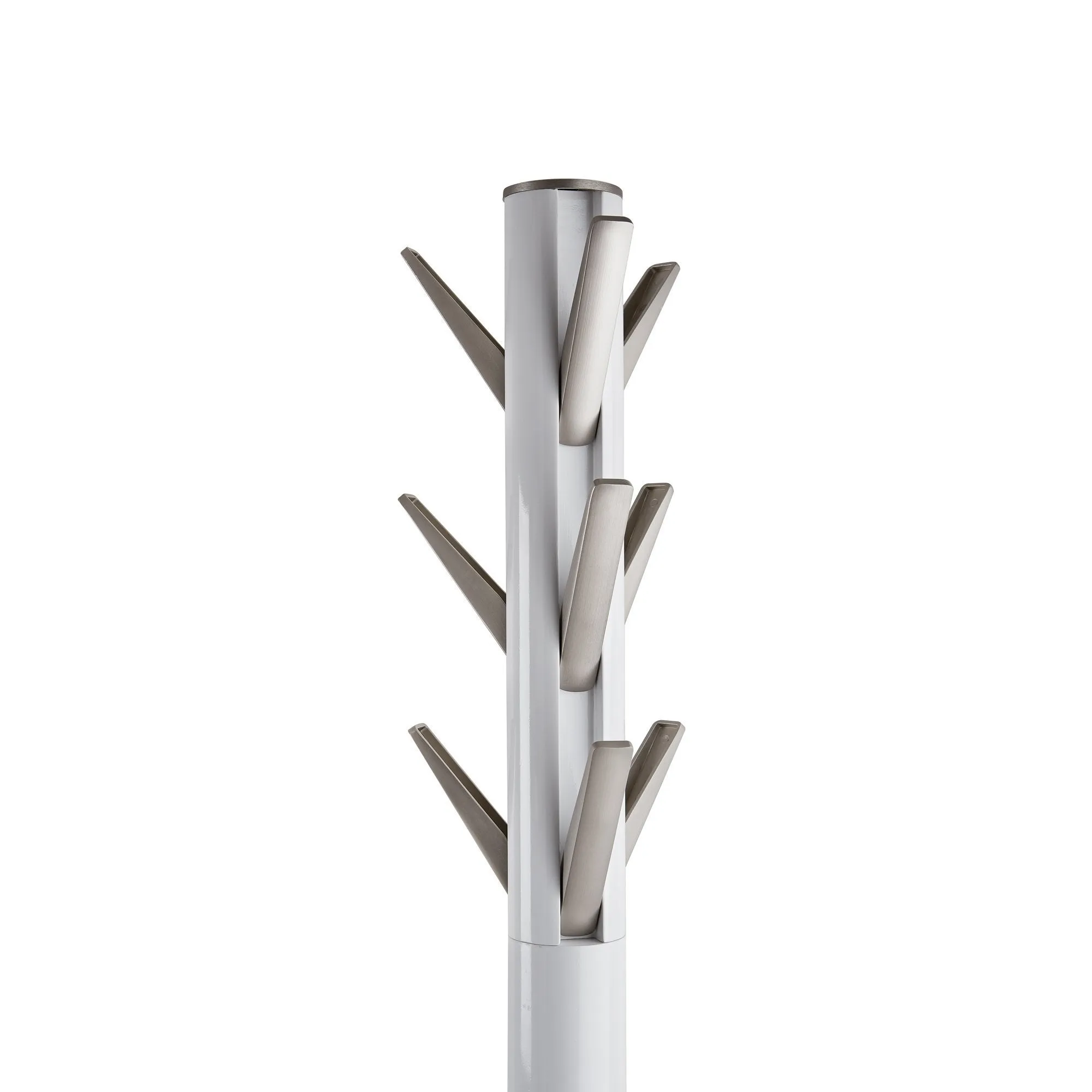 Umbra Flapper Coat Rack, Clothing Hanger, Umbrella Holder, and Hat Organizer, Great for Entryway, White/Nickel