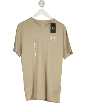 Under Armour Beige Left Chest Logo Short Sleeve T-Shirt UK M