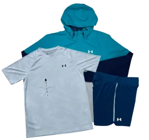 Under Armour Velocity Jacquard T-Shirt - Windrunner - Speedpocket Shorts Outfit - White/Blue