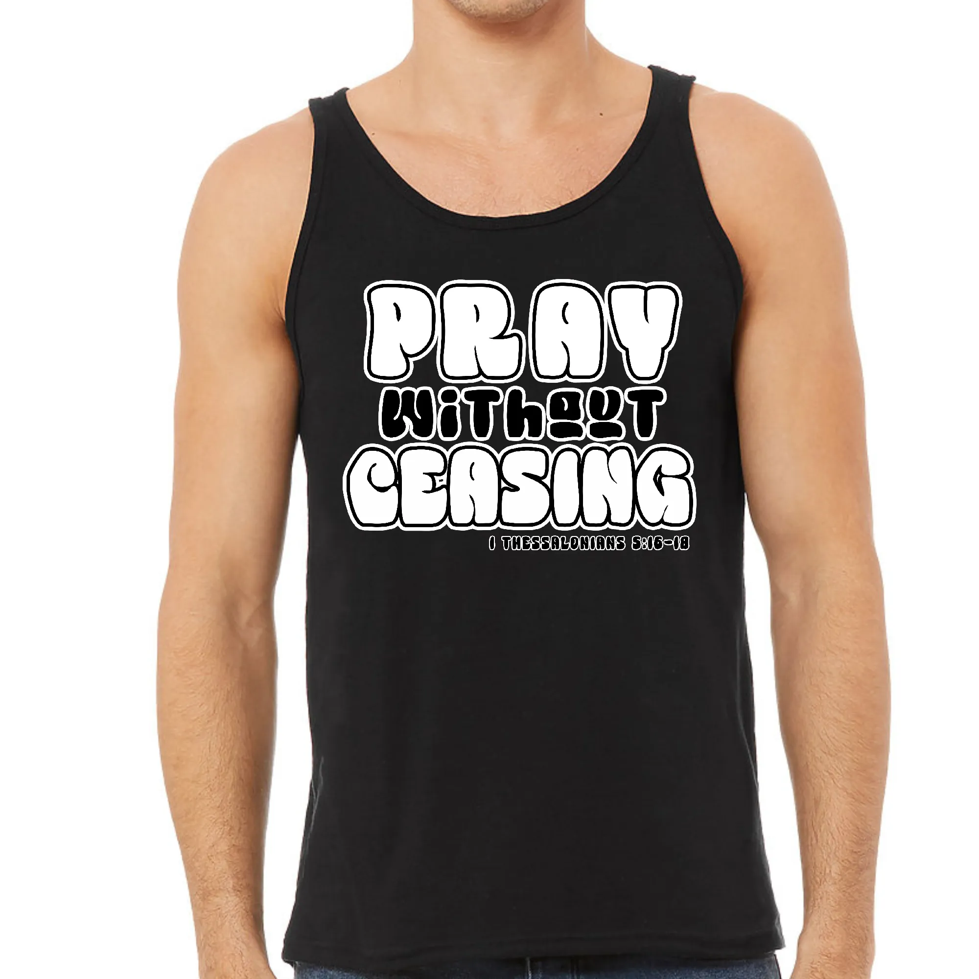 Unisex Short Sleeve T-Shirt Pray Without Ceasing Black And White