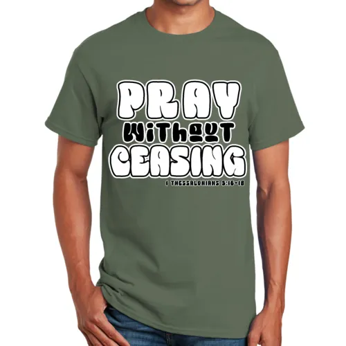 Unisex Short Sleeve T-Shirt Pray Without Ceasing Black And White