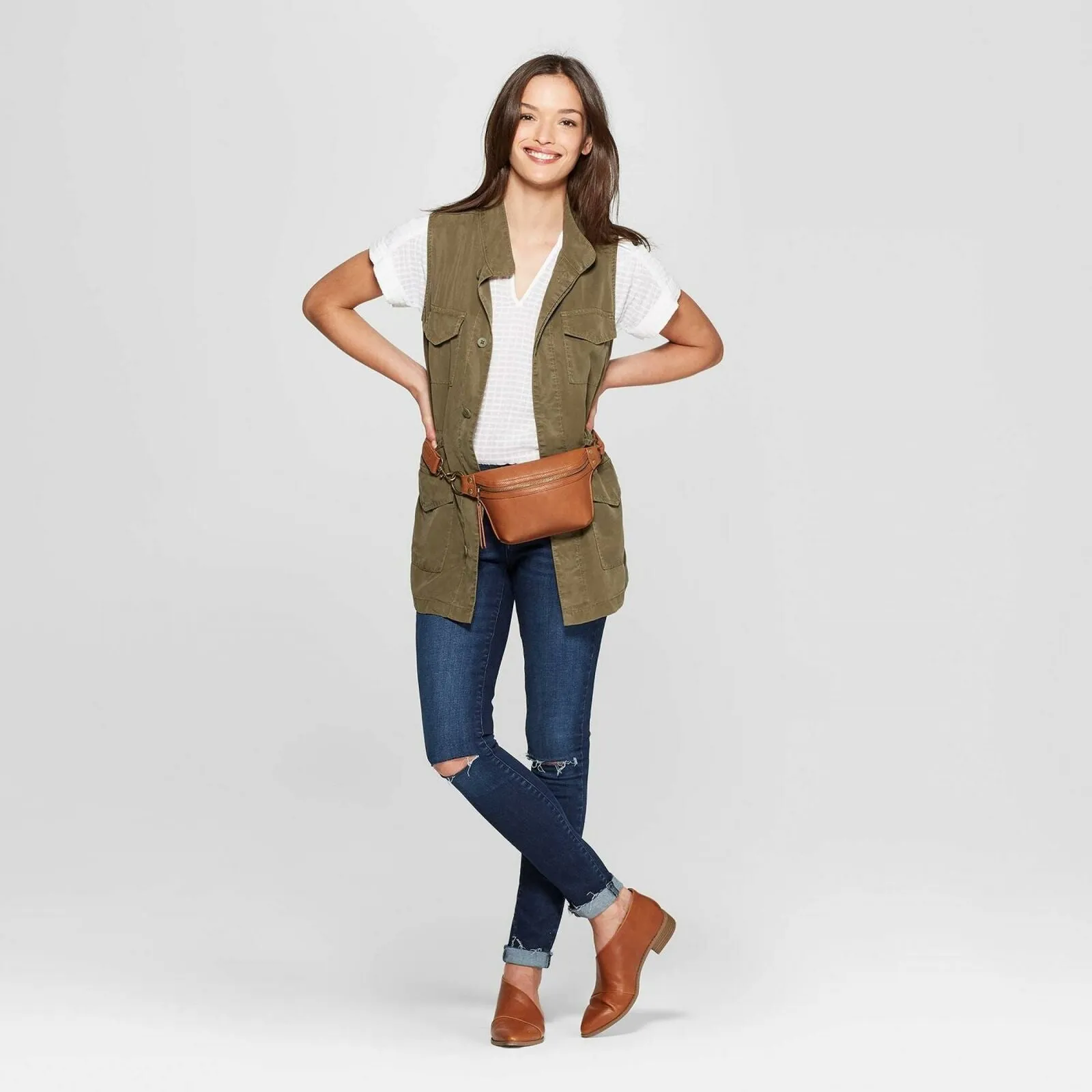 Universal Thread Women's Utility Military Sleeveless Vest Jacket