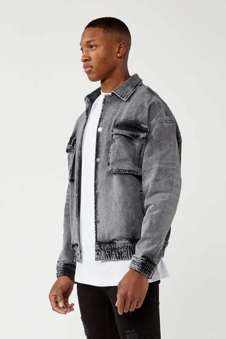 UTILITY DENIM JACKET - WASHED GREY