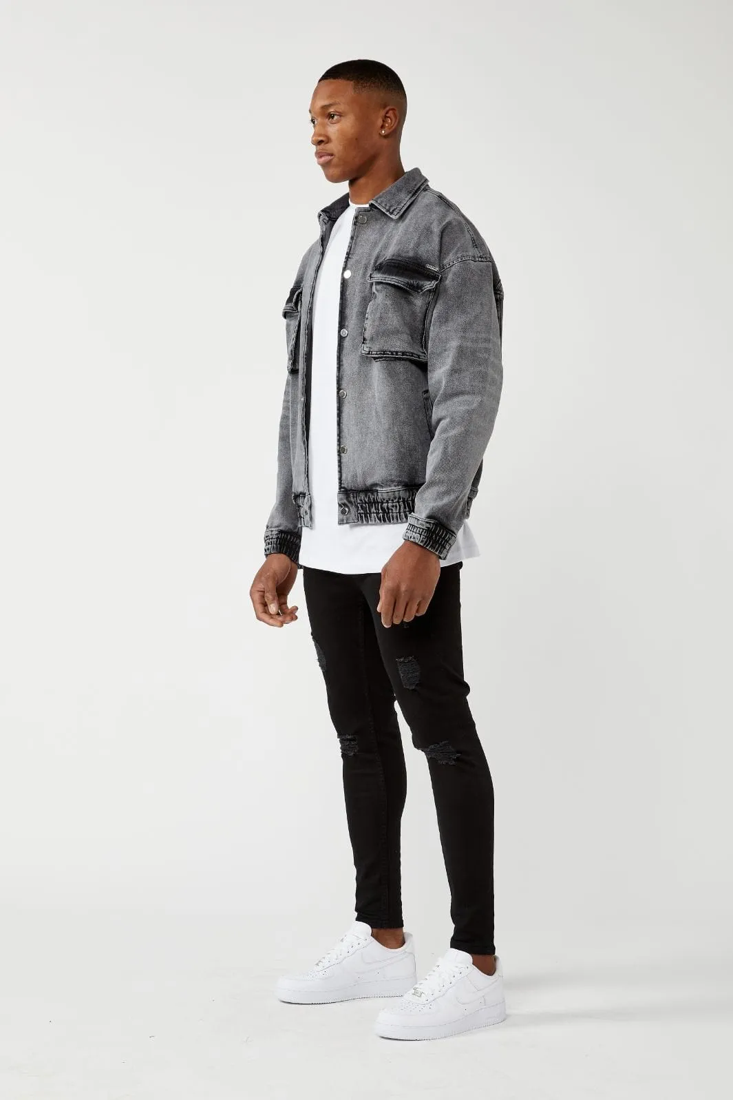 UTILITY DENIM JACKET - WASHED GREY