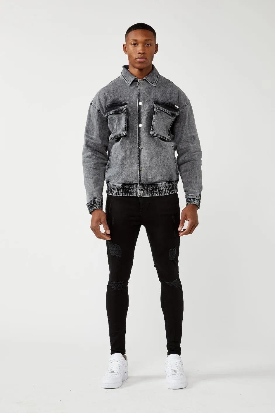 UTILITY DENIM JACKET - WASHED GREY
