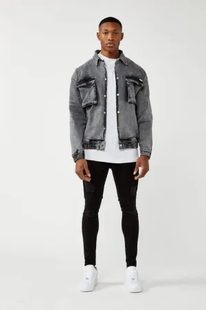 UTILITY DENIM JACKET - WASHED GREY