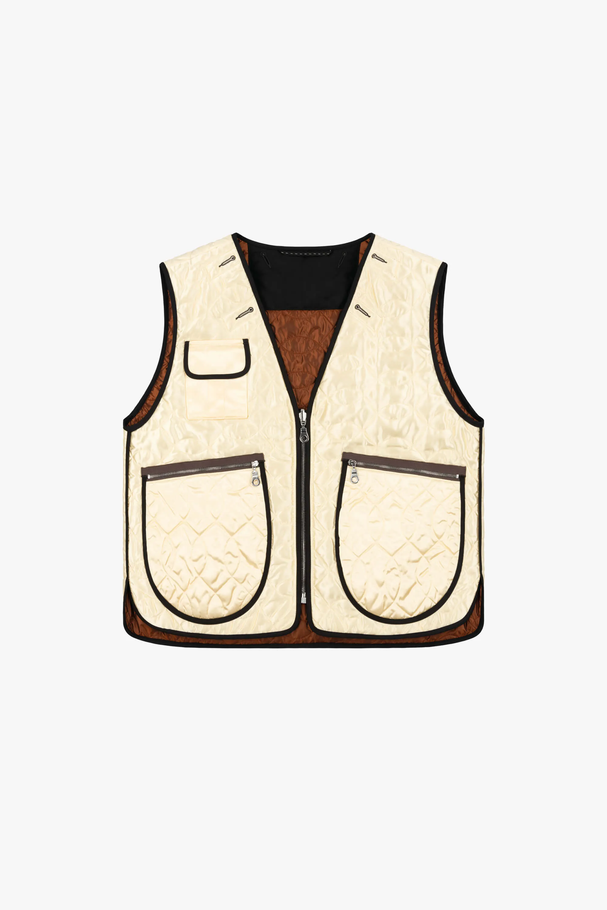 Utility Quilt Vest - Ivory / Amber