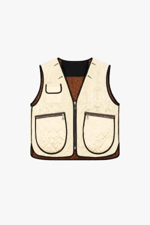 Utility Quilt Vest - Ivory / Amber