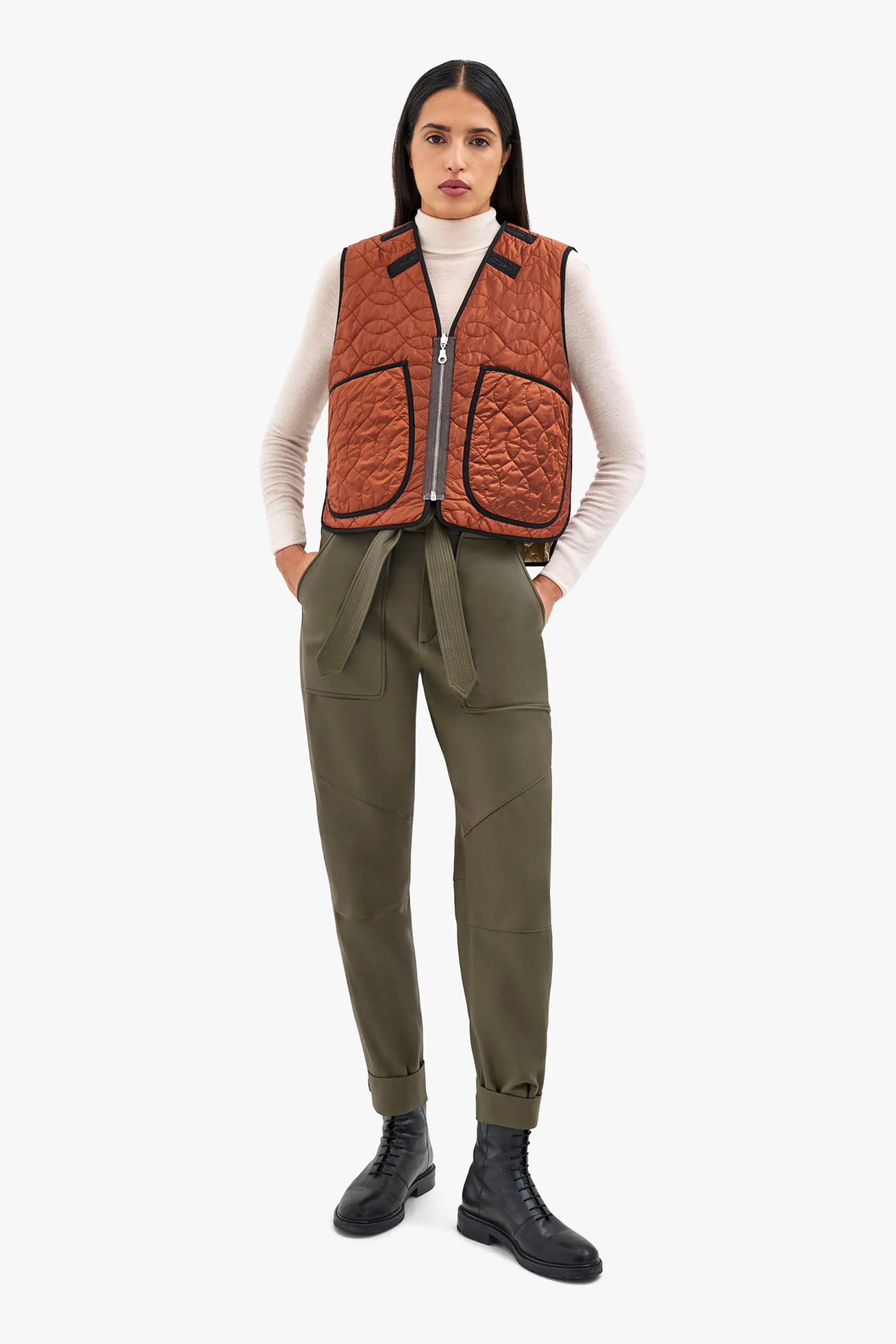Utility Quilt Vest - Ivory / Amber