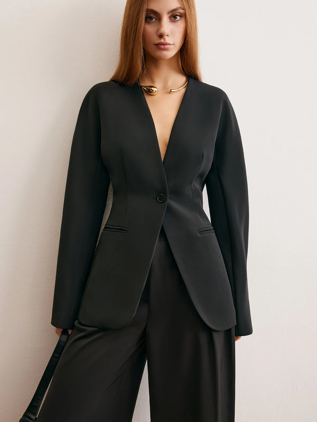 Utility Split Button Cinched Blazer