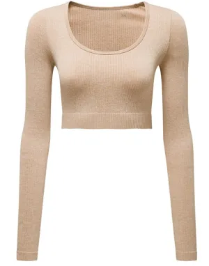 Validate Women’s TriDri® ribbed seamless '3D Fit' crop top Nude