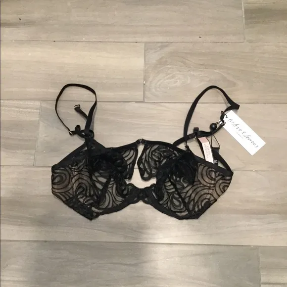 VICTORIA’S SECRET FOR LOVE &amp; LEMONS BLACK LACE BRA sz M, NWT