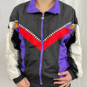 Vintage 80's Multicolor Windbreaker Jacket size Large