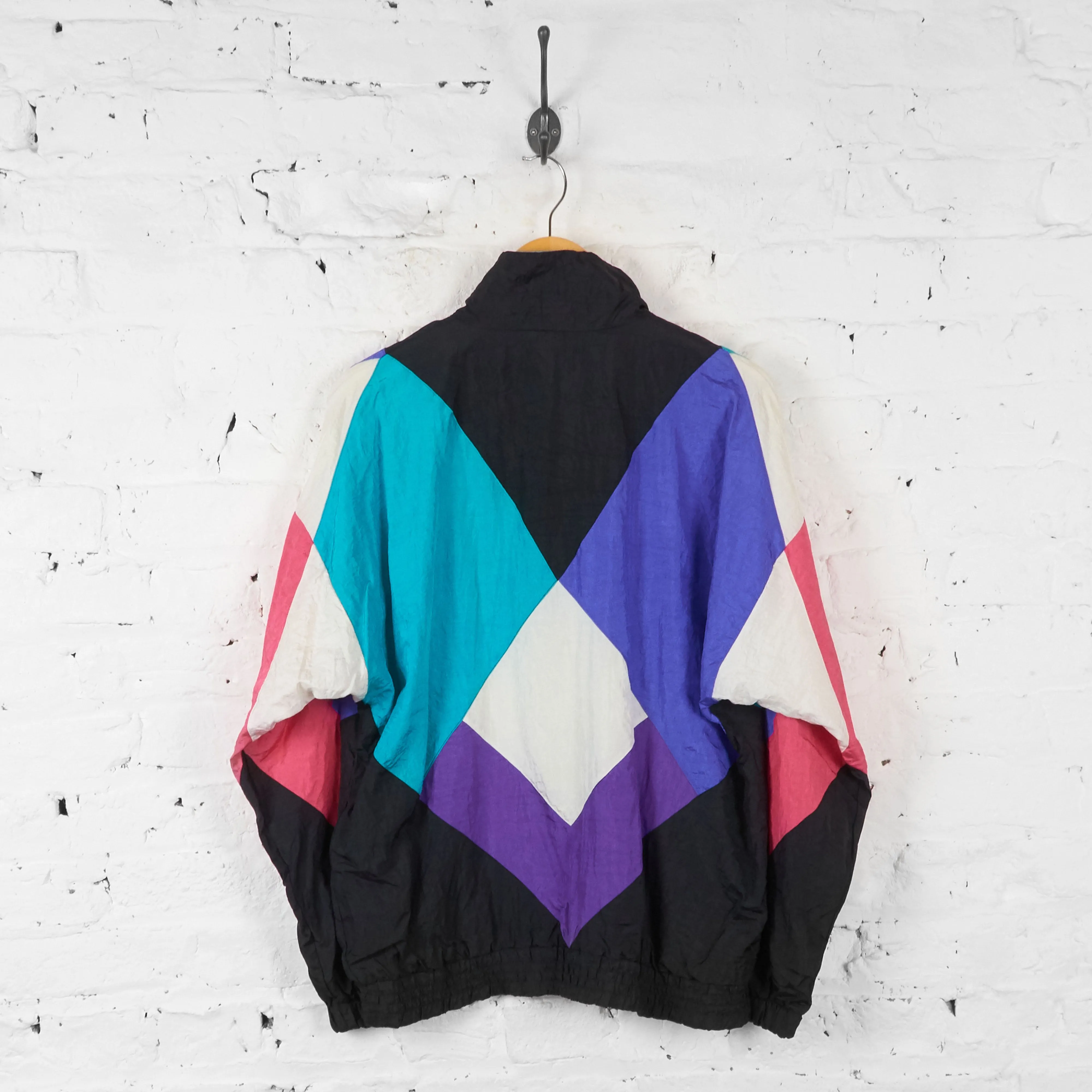 Vintage Colour Block Windbreaker Jacket - Black/Purple - M