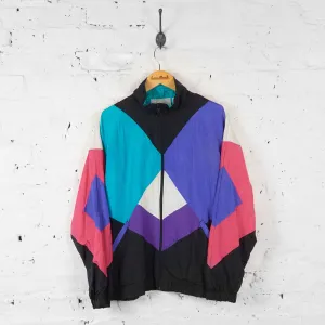 Vintage Colour Block Windbreaker Jacket - Black/Purple - M