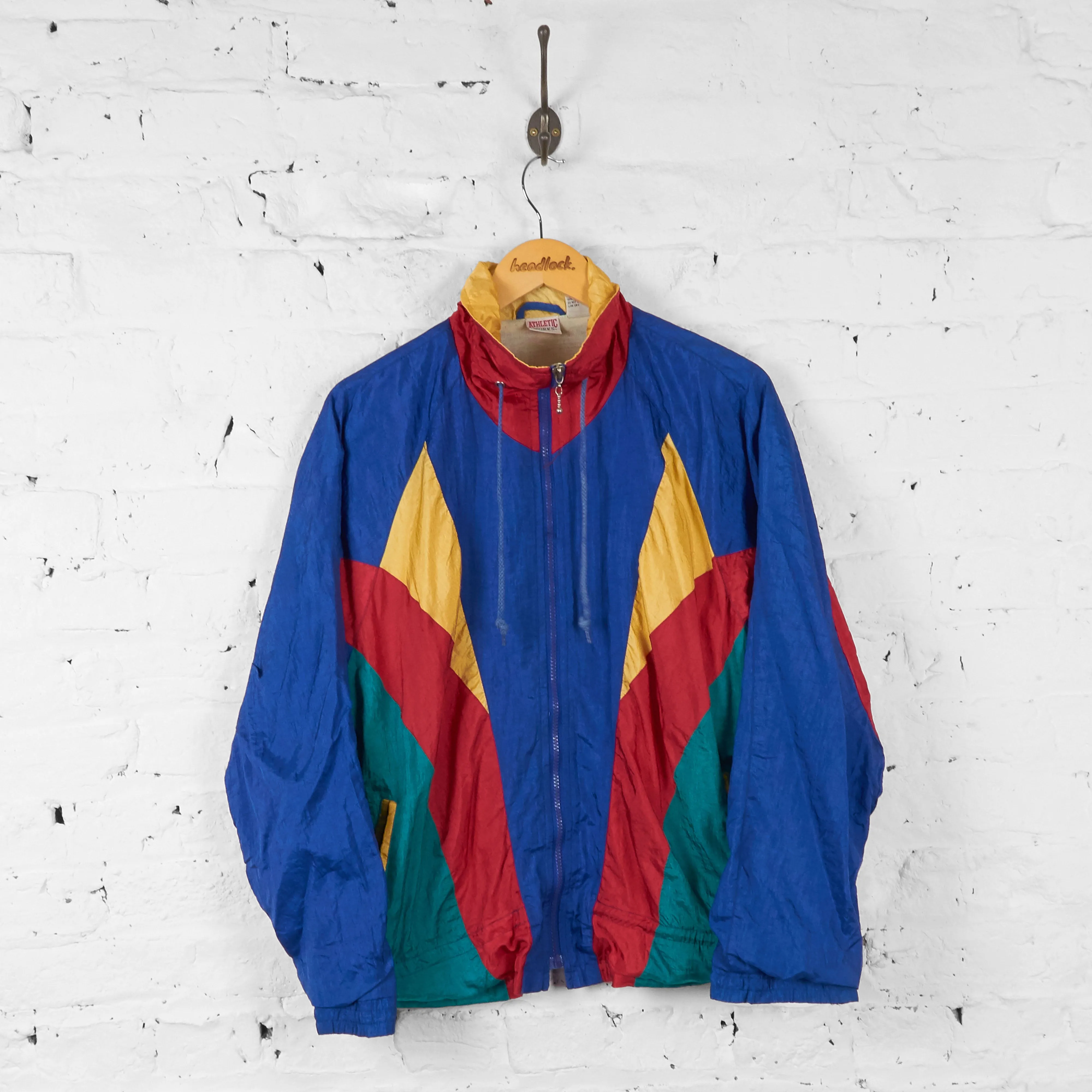 Vintage Colour Block Windbreaker Jacket - Blue - M