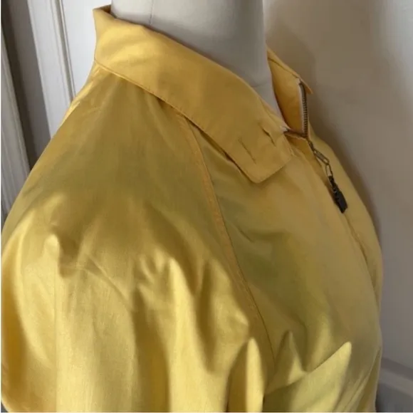 Vintage London Fog Jacket Spring Yellow Coat Collar Zips Pockets Metal Pull 16 R