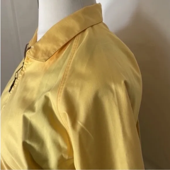Vintage London Fog Jacket Spring Yellow Coat Collar Zips Pockets Metal Pull 16 R