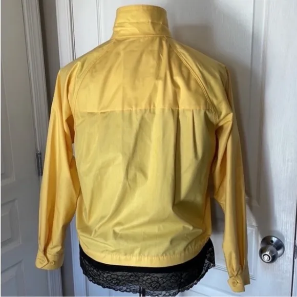 Vintage London Fog Jacket Spring Yellow Coat Collar Zips Pockets Metal Pull 16 R
