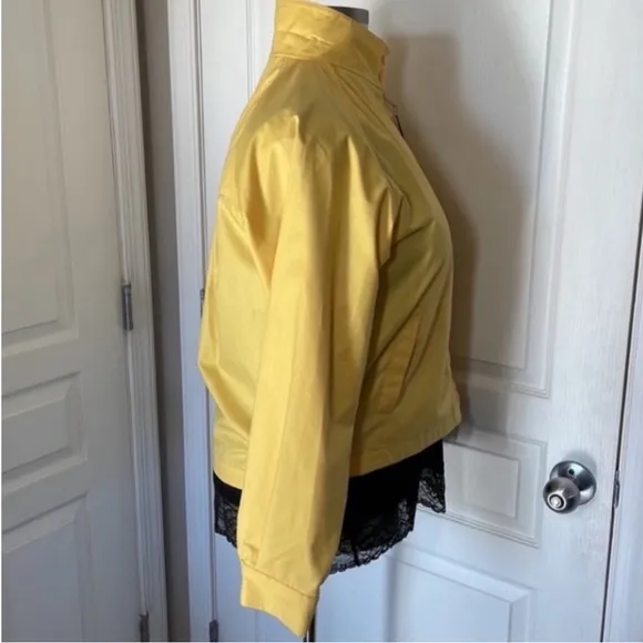 Vintage London Fog Jacket Spring Yellow Coat Collar Zips Pockets Metal Pull 16 R