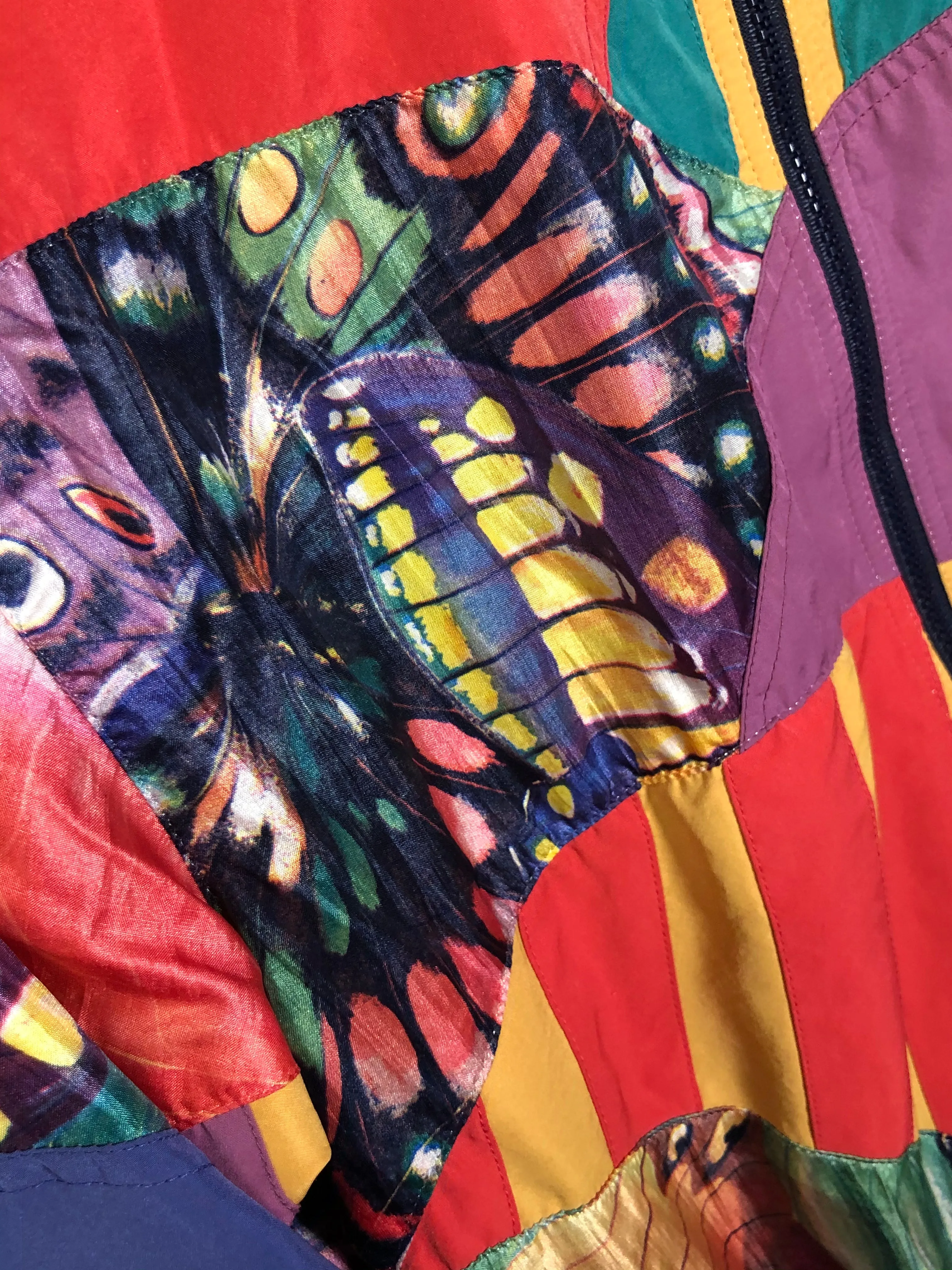 VTG Abstract Butterfly Patchwork Windbreaker (XS/S)