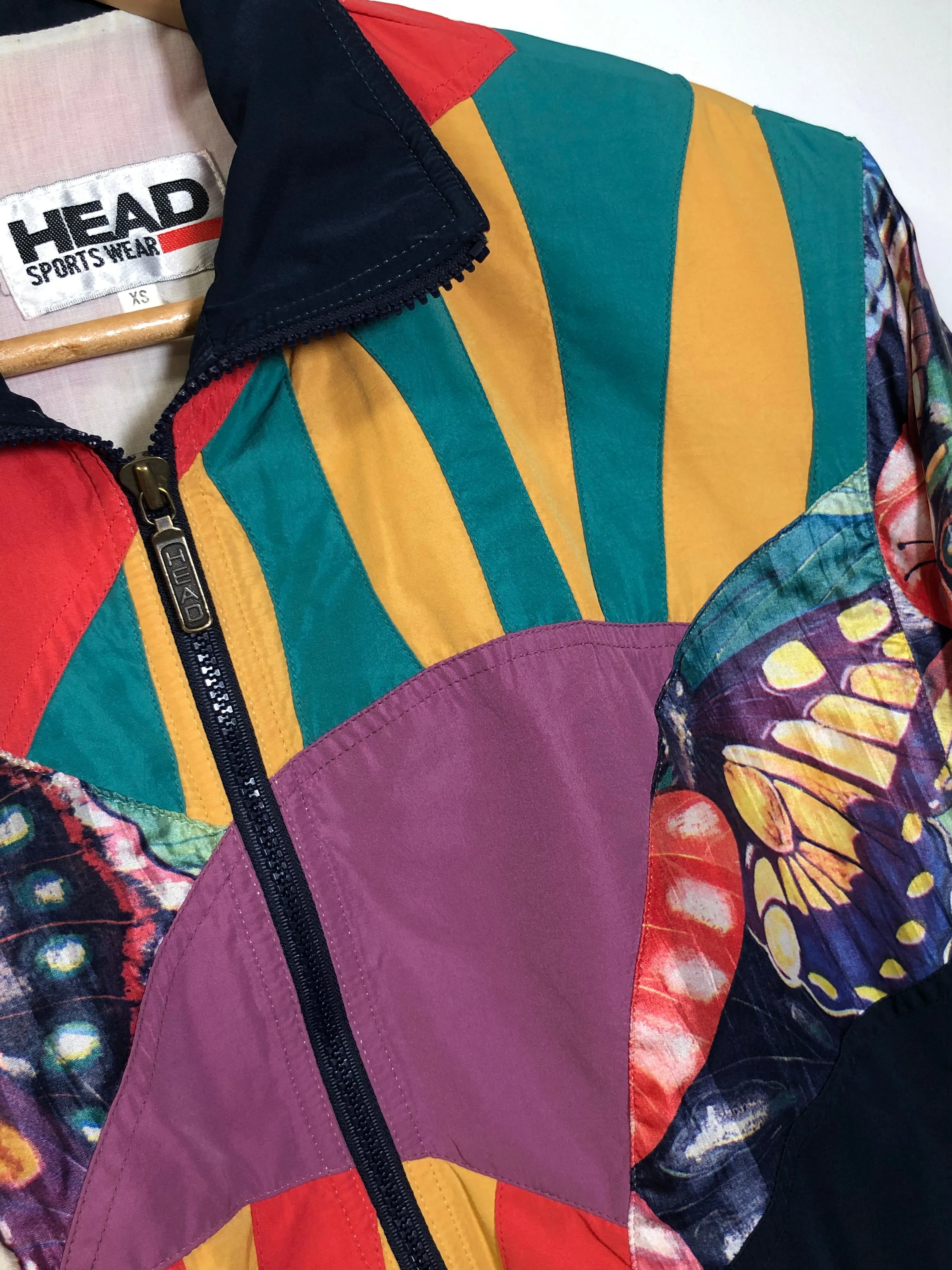 VTG Abstract Butterfly Patchwork Windbreaker (XS/S)
