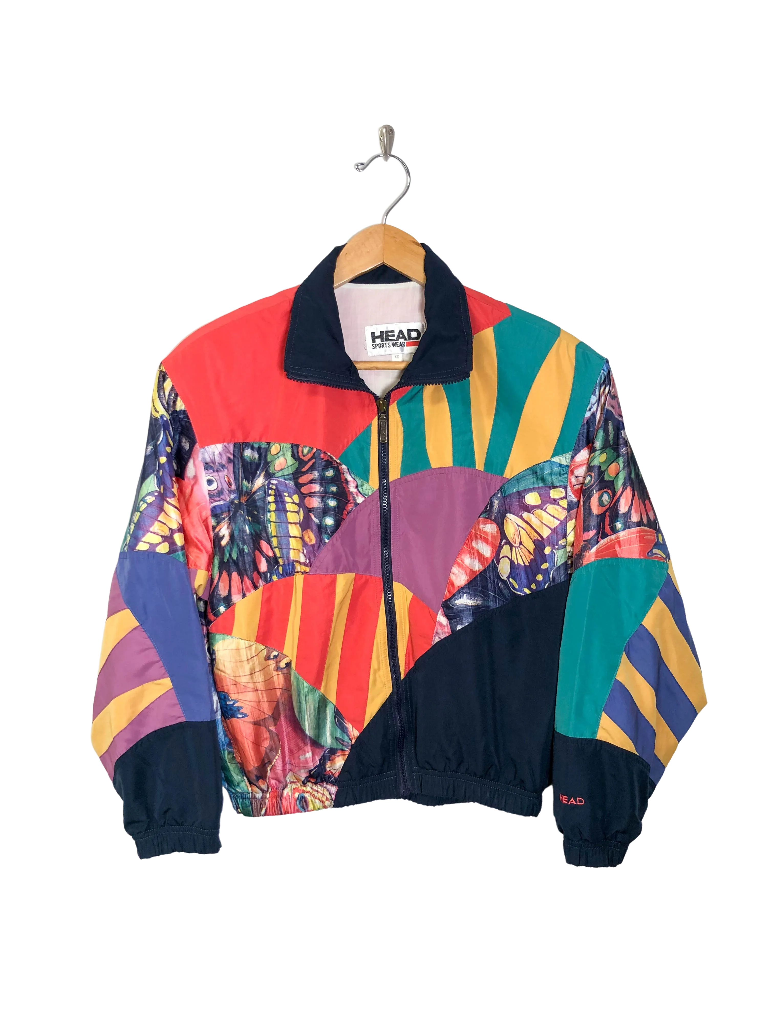 VTG Abstract Butterfly Patchwork Windbreaker (XS/S)
