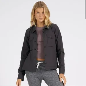 Vuori Ripstop Jacket in Dark Grey Utility Pocket outerwear Collared Buttoned