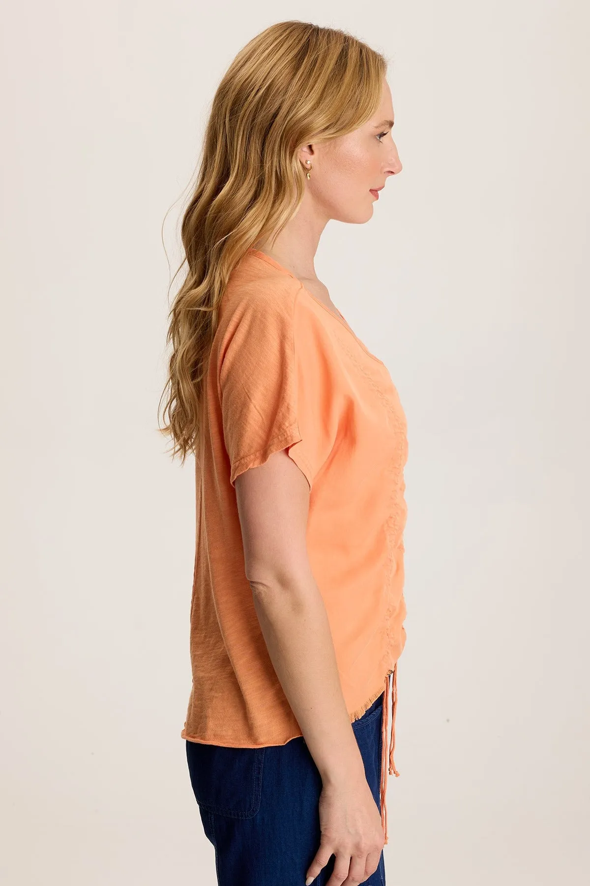 Werner Twill Ruched Cord Relaxed V-Neck Tee