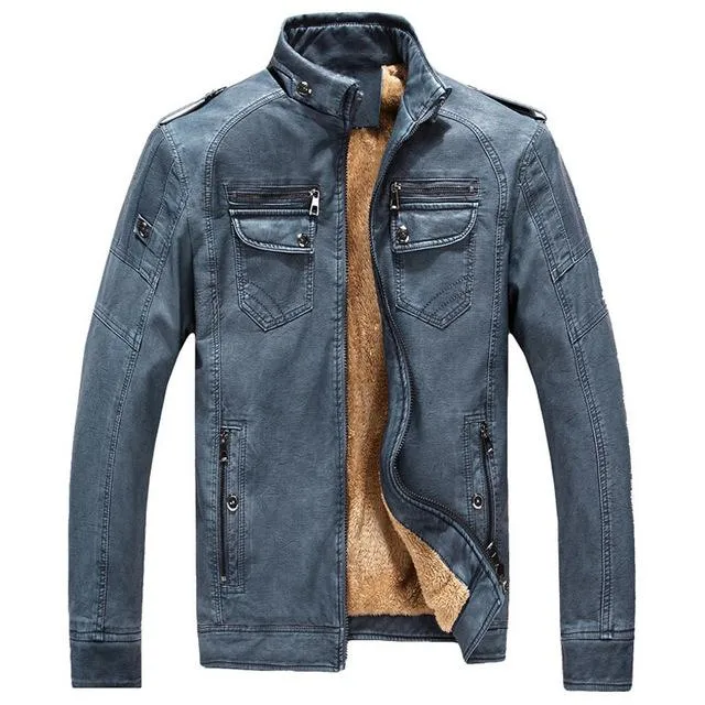 West Louis™ Thicken Washed Leather Windbreaker Jacket