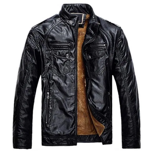 West Louis™ Thicken Washed Leather Windbreaker Jacket
